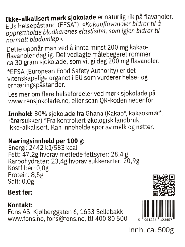Mørk sjokolade 80% 1 kg