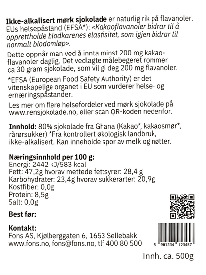 Mørk sjokolade 80% 1 kg